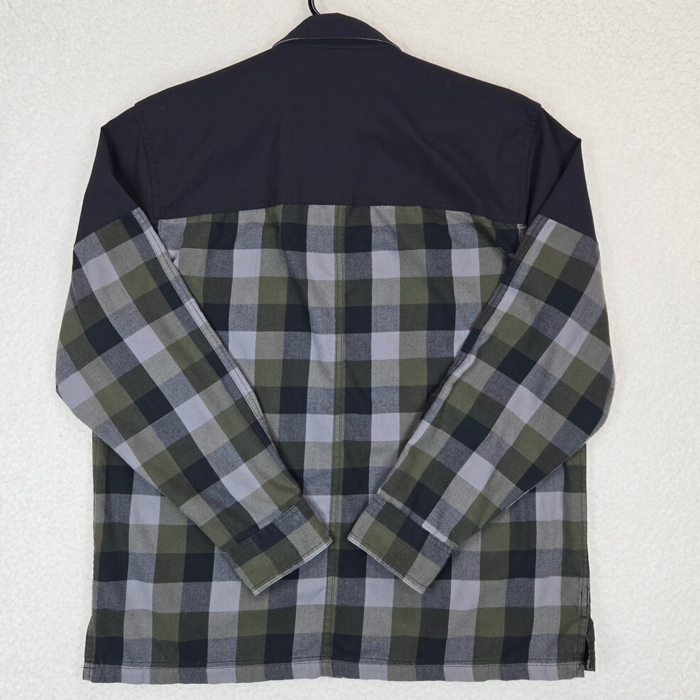 Wrangler ATG Shirt Mens L Green Plaid Flannel Hybrid Utility Trekking Yoke - Picture 6 of 13